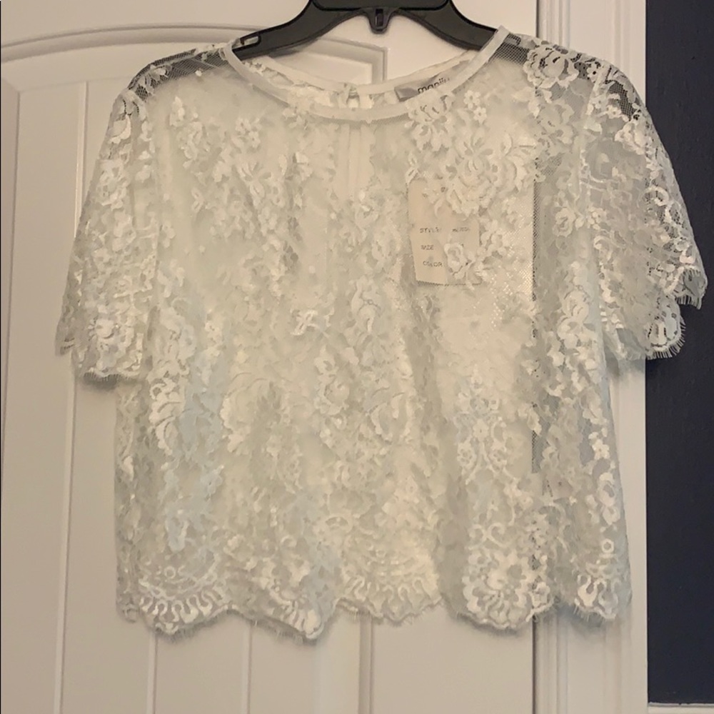 White lace crop top
